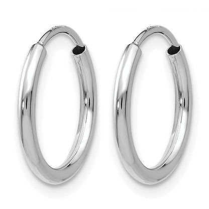 14K White Gold 1.2mm Polished Endless Hoop Earrings
