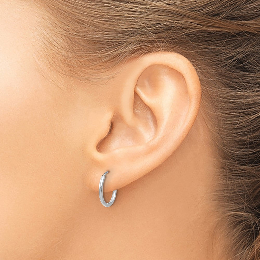 14K White Gold 1.2mm Polished Endless Hoop Earrings