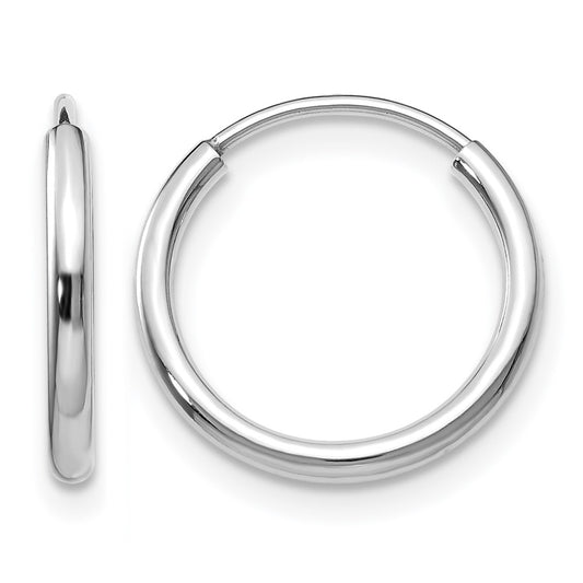 14K White Gold 1.2mm Polished Endless Hoop Earrings