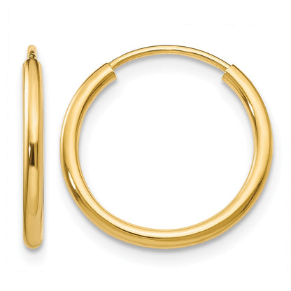 14K Yellow Gold 1.2mm Polished Round Endless Hoop Earrings