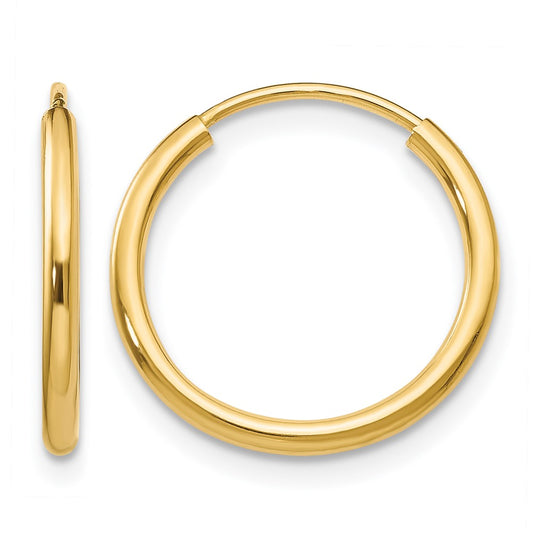 14K Yellow Gold 1.2mm Polished Round Endless Hoop Earrings
