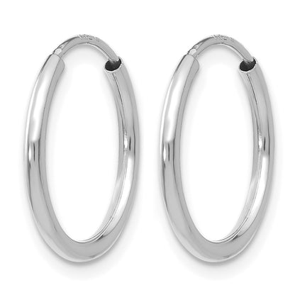 14K White Gold 1.2mm Polished Endless Hoop Earrings