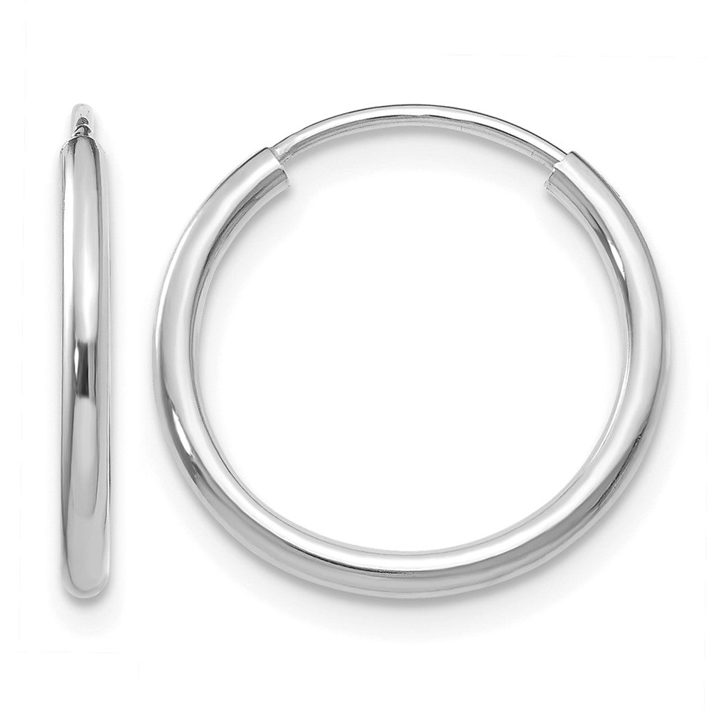 14K White Gold 1.2mm Polished Endless Hoop Earrings