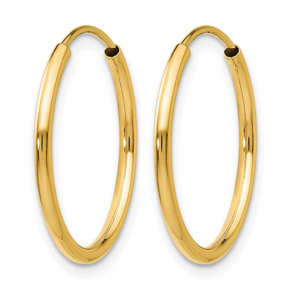 14K Yellow Gold 1.2mm Polished Round Endless Hoop Earrings
