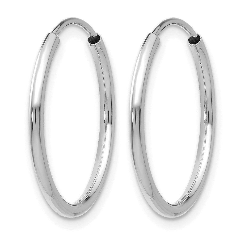 14K White Gold 1.2mm Polished Endless Hoop Earrings
