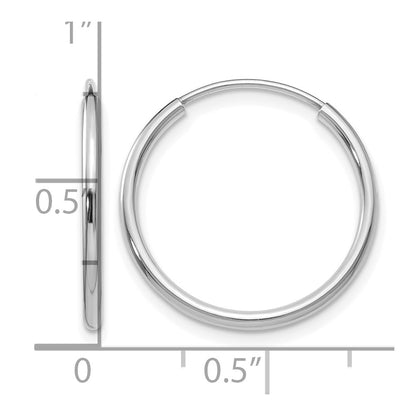14K White Gold 1.2mm Polished Endless Hoop Earrings
