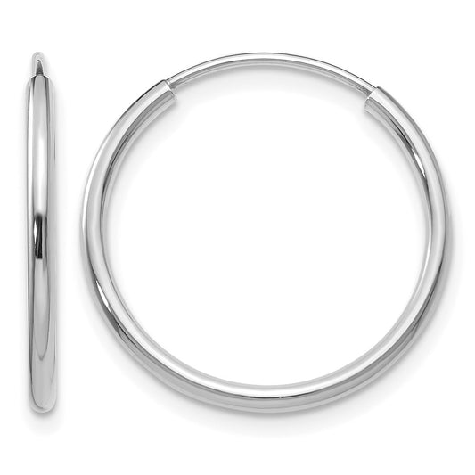 14K White Gold 1.2mm Polished Endless Hoop Earrings