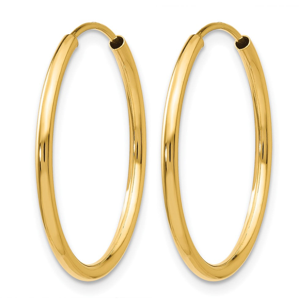 14K Yellow Gold 1.2mm Polished Round Endless Hoop Earrings