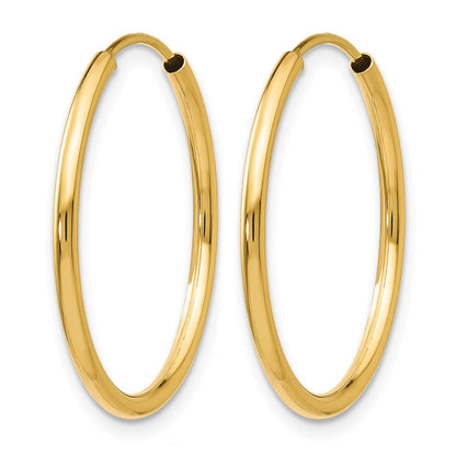 14K Yellow Gold 1.2mm Polished Round Endless Hoop Earrings