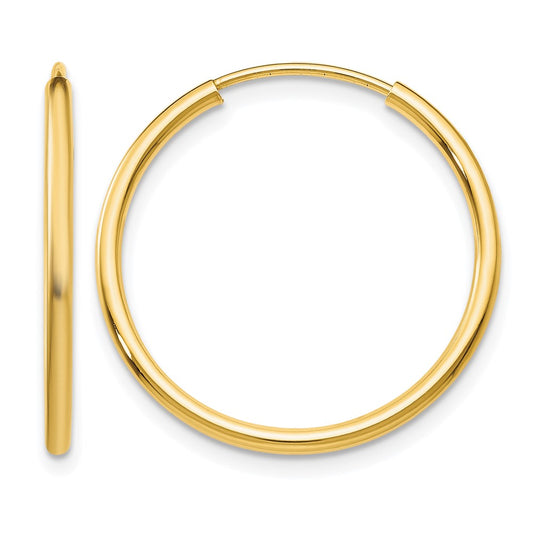 14K Yellow Gold 1.2mm Polished Round Endless Hoop Earrings