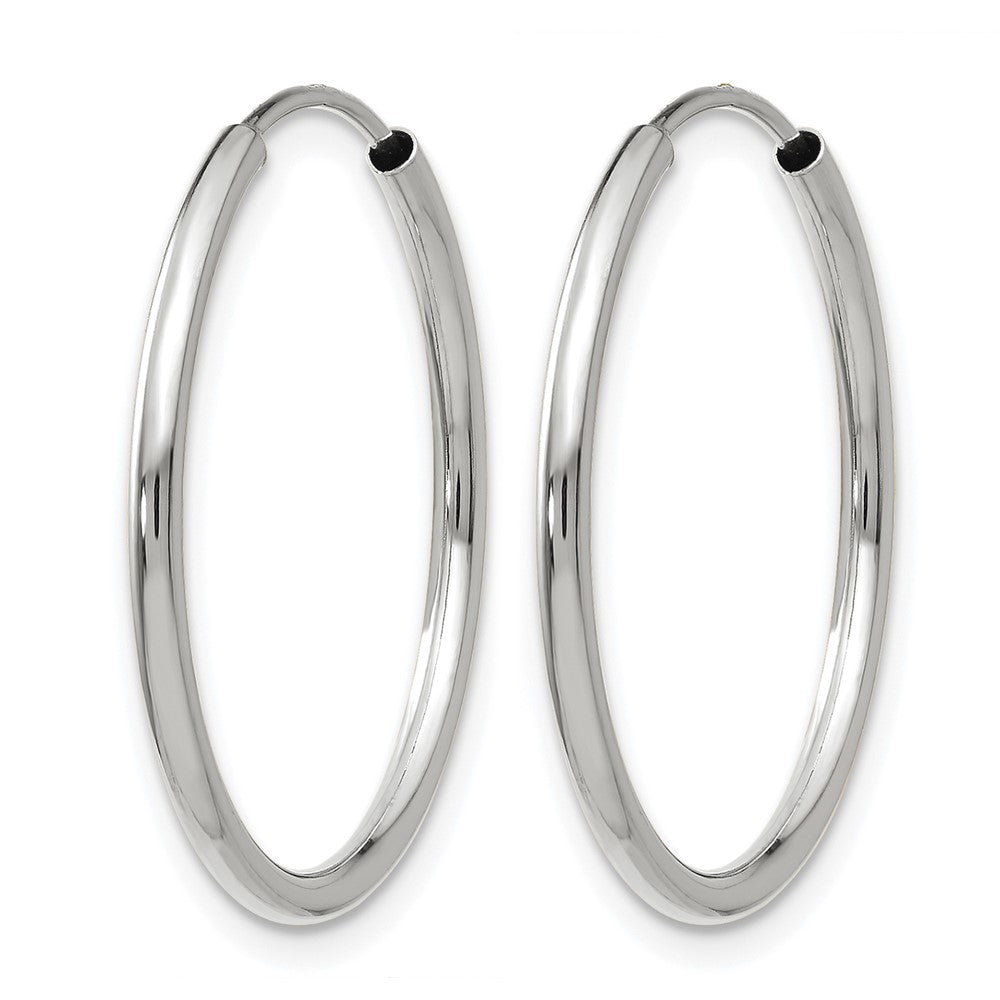 14K White Gold 1.2mm Polished Endless Hoop Earrings