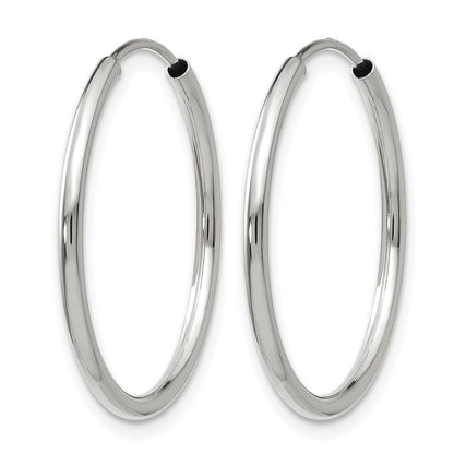 14K White Gold 1.2mm Polished Endless Hoop Earrings