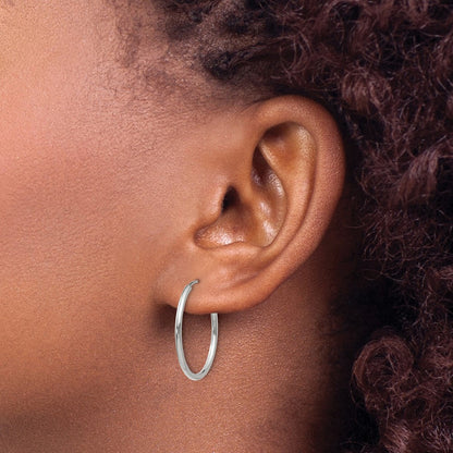 14K White Gold 1.2mm Polished Endless Hoop Earrings
