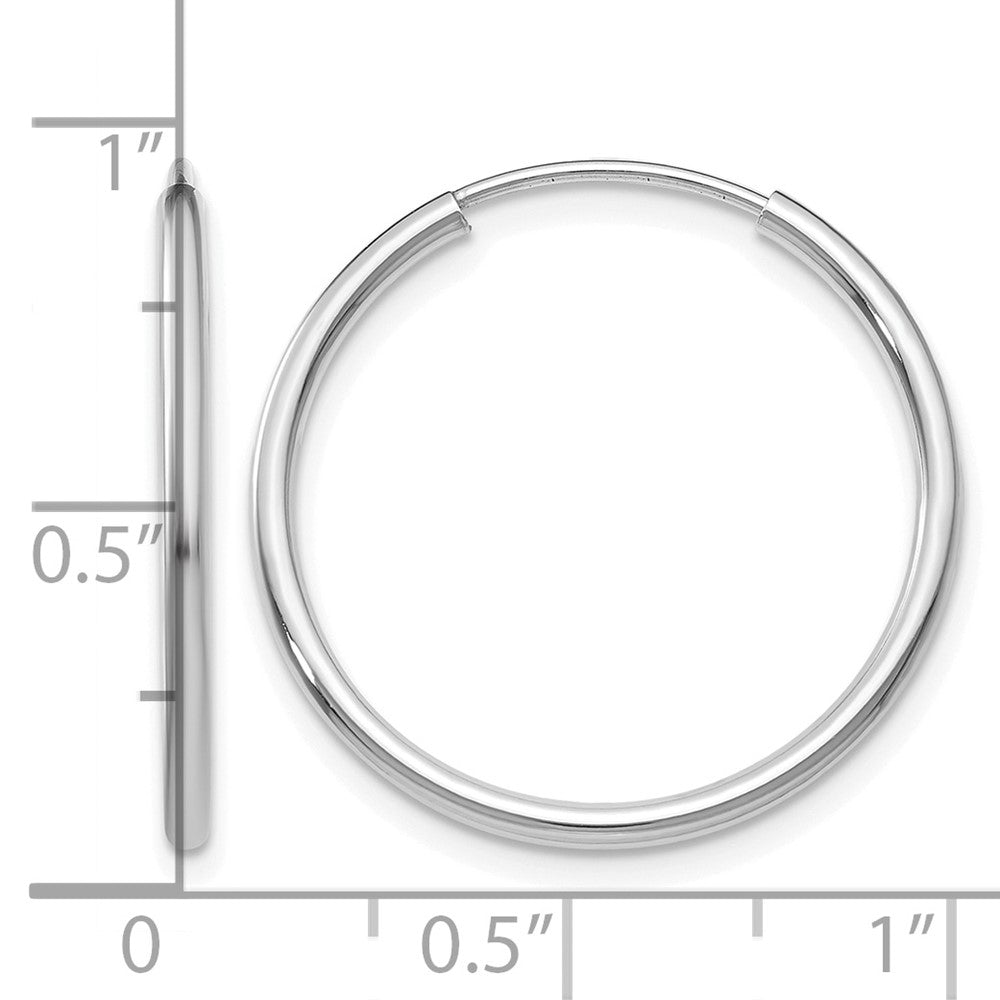14K White Gold 1.2mm Polished Endless Hoop Earrings