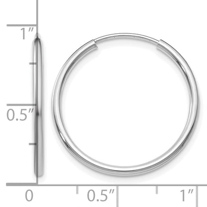 14K White Gold 1.2mm Polished Endless Hoop Earrings