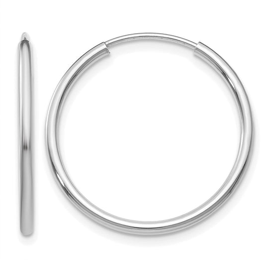 14K White Gold 1.2mm Polished Endless Hoop Earrings