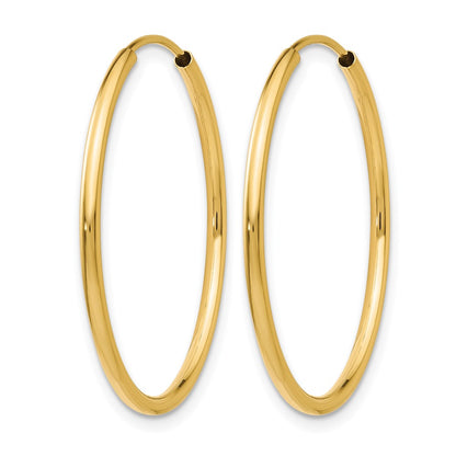 14K Yellow Gold 1.2mm Polished Round Endless Hoop Earrings
