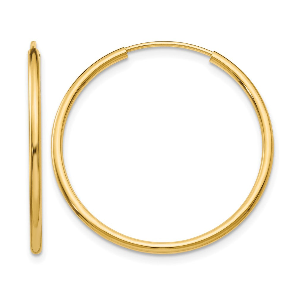 14K Yellow Gold 1.2mm Polished Round Endless Hoop Earrings