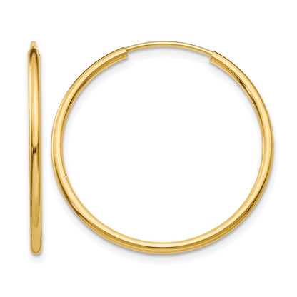 14K Yellow Gold 1.2mm Polished Round Endless Hoop Earrings