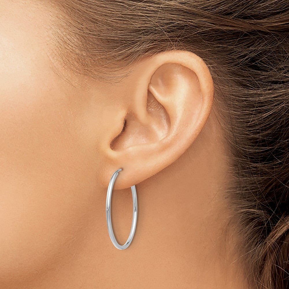 14K White Gold 1.2mm Polished Endless Hoop Earrings