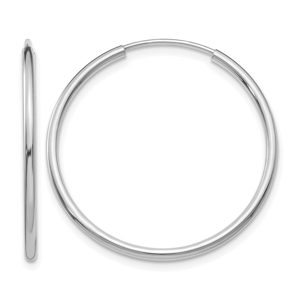 14K White Gold 1.2mm Polished Endless Hoop Earrings