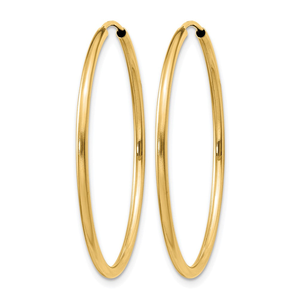 14K Yellow Gold 1.2mm Polished Round Endless Hoop Earrings