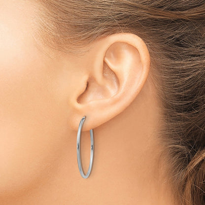 14K White Gold 1.2mm Polished Endless Hoop Earrings