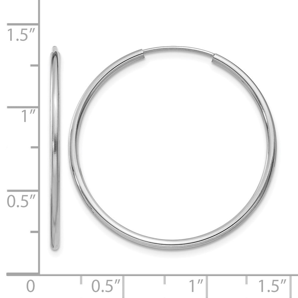 14K White Gold 1.2mm Polished Endless Hoop Earrings