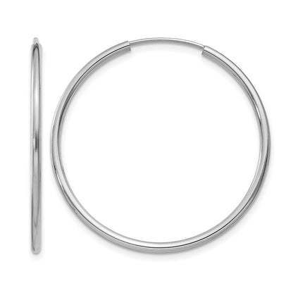 14K White Gold 1.2mm Polished Endless Hoop Earrings