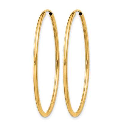 14K Yellow Gold 1.2mm Polished Round Endless Hoop Earrings
