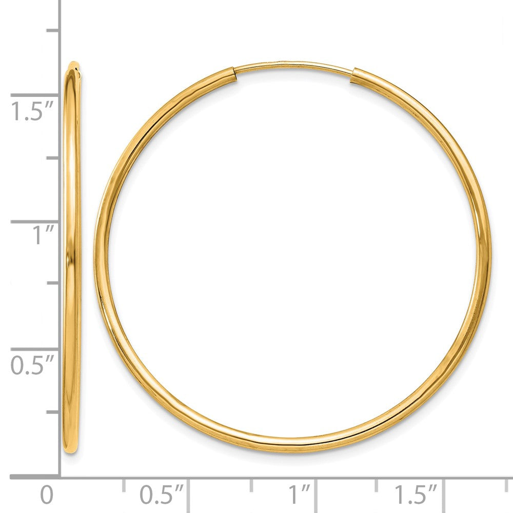 14K Yellow Gold 1.2mm Polished Round Endless Hoop Earrings