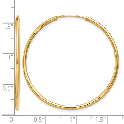 14K Yellow Gold 1.2mm Polished Round Endless Hoop Earrings