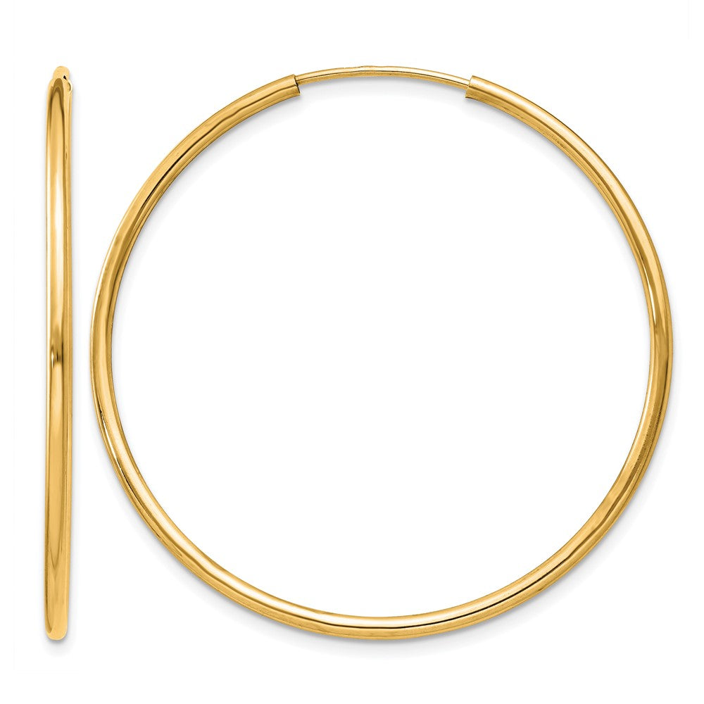 14K Yellow Gold 1.2mm Polished Round Endless Hoop Earrings