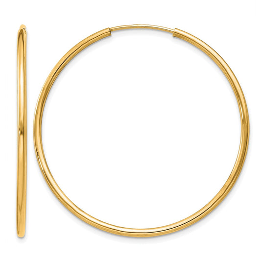 14K Yellow Gold 1.2mm Polished Round Endless Hoop Earrings