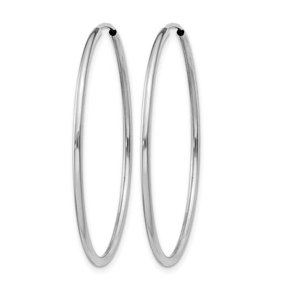 14K White Gold 1.2mm Polished Endless Hoop Earrings