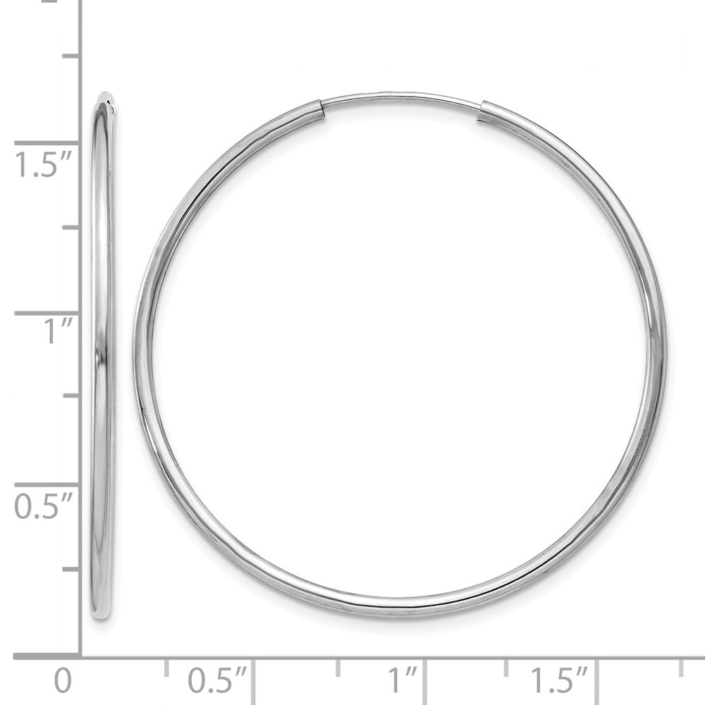 14K White Gold 1.2mm Polished Endless Hoop Earrings