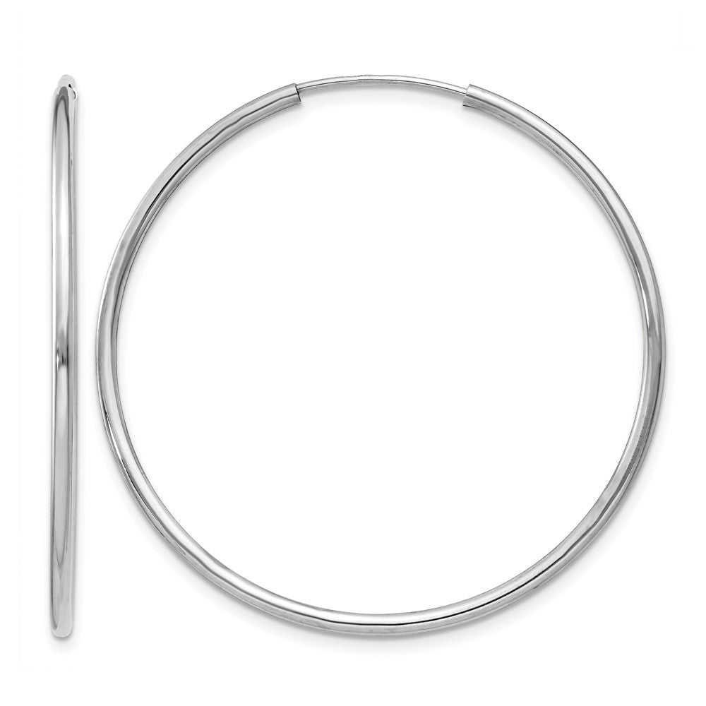 14K White Gold 1.2mm Polished Endless Hoop Earrings