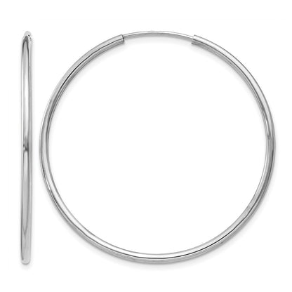 14K White Gold 1.2mm Polished Endless Hoop Earrings