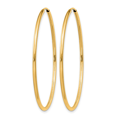 14K Yellow Gold 1.2mm Polished Round Endless Hoop Earrings