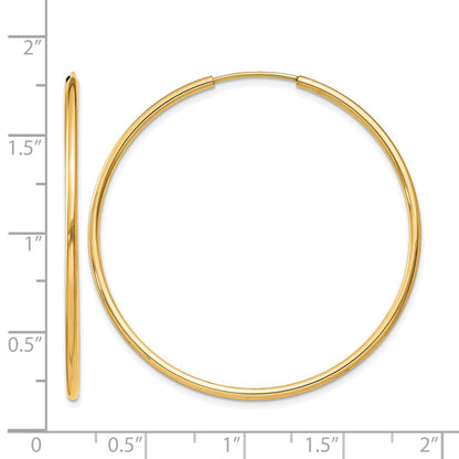 14K Yellow Gold 1.2mm Polished Round Endless Hoop Earrings