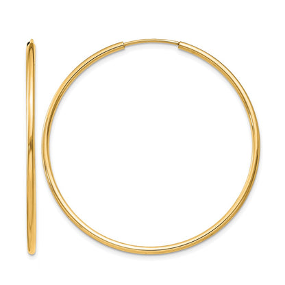 14K Yellow Gold 1.2mm Polished Round Endless Hoop Earrings