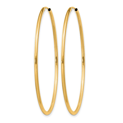 14K Yellow Gold 1.2mm Polished Round Endless Hoop Earrings