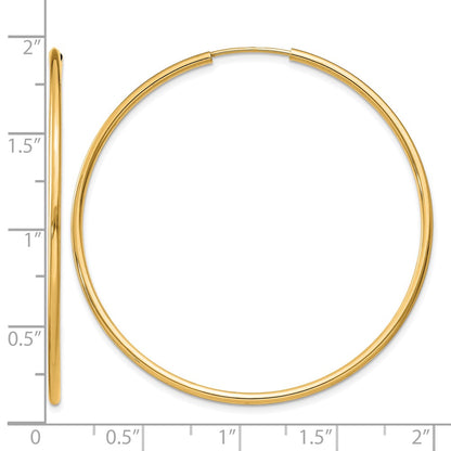 14K Yellow Gold 1.2mm Polished Round Endless Hoop Earrings