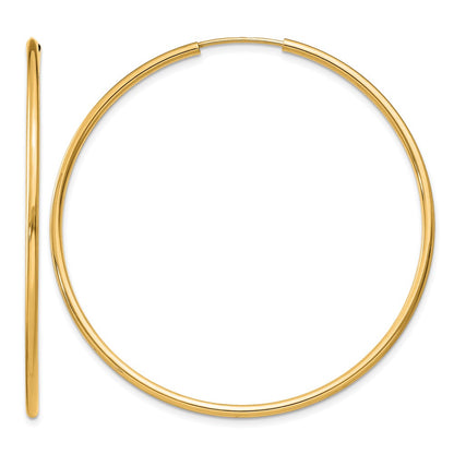 14K Yellow Gold 1.2mm Polished Round Endless Hoop Earrings