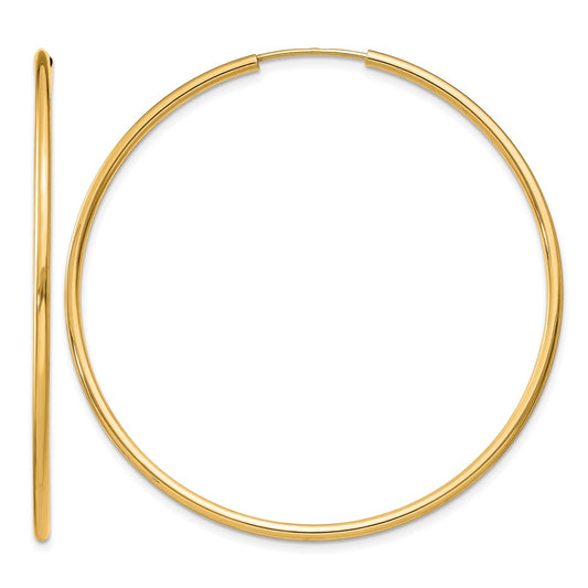 14K Yellow Gold 1.2mm Polished Round Endless Hoop Earrings