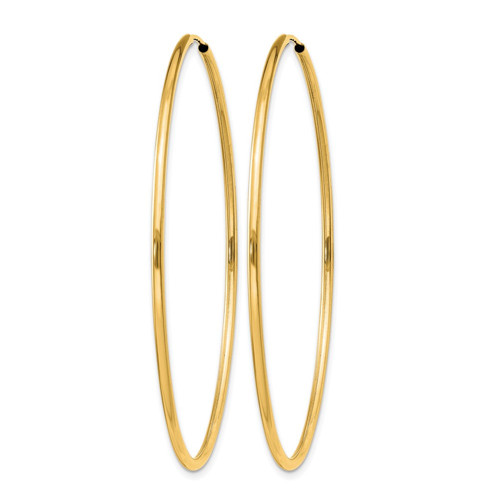 14K Yellow Gold 1.2mm Polished Round Endless Hoop Earrings
