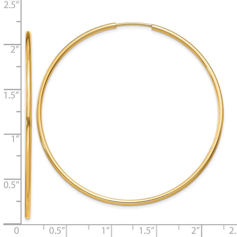 14K Yellow Gold 1.2mm Polished Round Endless Hoop Earrings