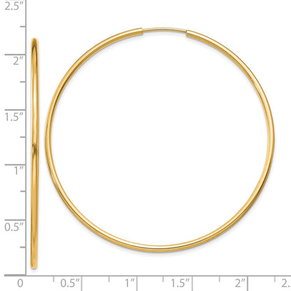 14K Yellow Gold 1.2mm Polished Round Endless Hoop Earrings