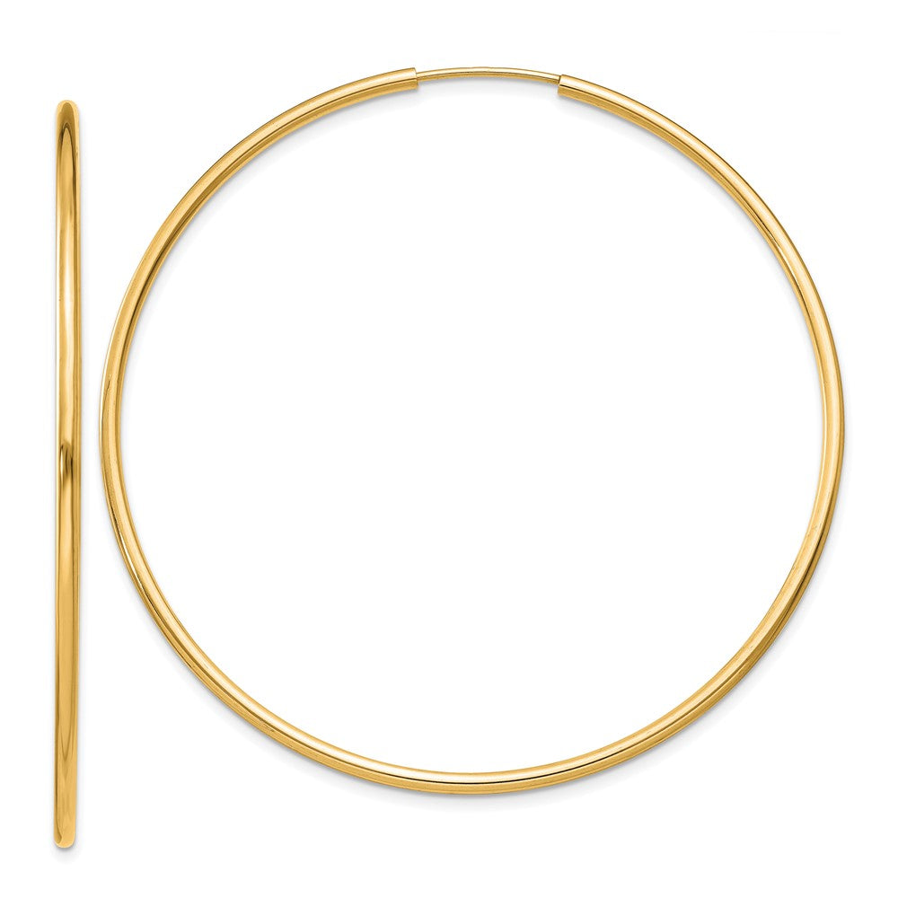 14K Yellow Gold 1.2mm Polished Round Endless Hoop Earrings