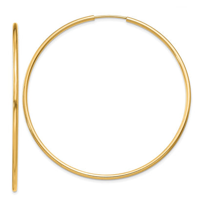 14K Yellow Gold 1.2mm Polished Round Endless Hoop Earrings